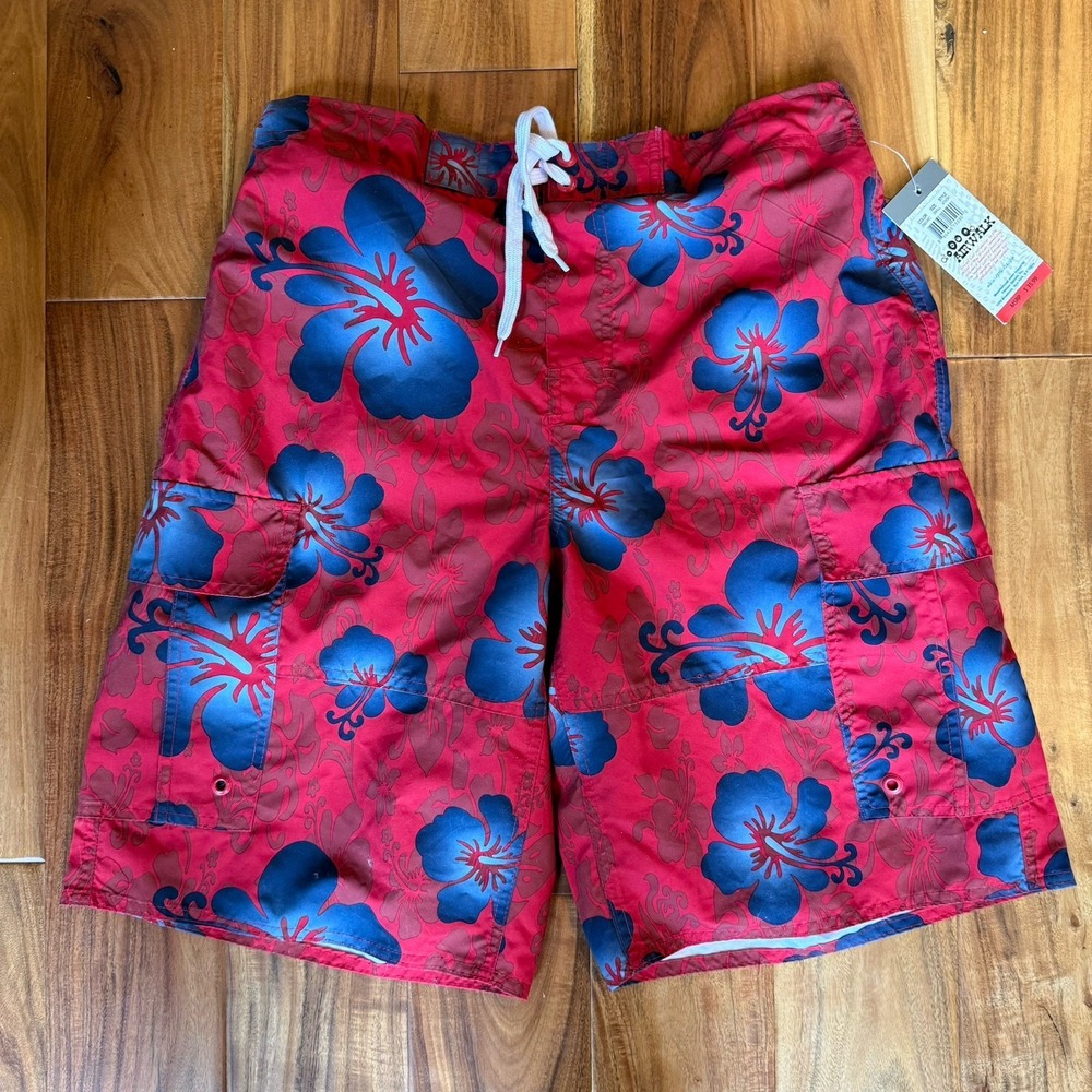 Air Walk Men's Red‎ Blue Tropical Floral Board Swim Shorts Size S